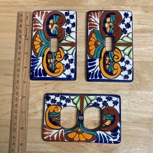 Talavera Ceramic Light Switch and Outlet Plates Covers Set of 3